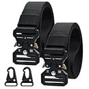 Scettar 2 Pcs Quick Release Tactical Belt, Canvas Military Belt, Military Style Quick Release Nylon Belt, Military Tactical Belt Black for Policemen, Firefighter or Just Daily Casual Using