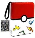 4-Pocket Trading Card Binder, 400 Pockets Card Binder with 50 Removable Sleeves suitable to all type of trading cards with protection zipper and easy carrying wristband