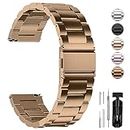 Fullmosa 20mm Stainless Steel Watch band Compatible with Samsung Galaxy Watch 5 40mm 44mm/Pro 45mm/Galaxy Watch 4 40mm 44mm/Classic 46mm 42mm(2021)/Galaxy Watch 3 41mm, Golden Coffee