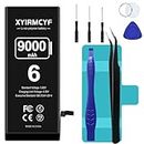 XYIRMCYF 9000mAh Super Capacity Battery Compatible with iPhone 6/6G, 0 Cycle Li-Polymer Replacement Battery for iPhone 6/6G, with Professional Repair Tool Kit