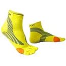 M Magic Sport Merino Wool Blend Non-Slip Above Ankle Toe Socks, Five Finger, Men and Women, Running, Hiking, Cycling, Camping, Yellow, Large-X-Large