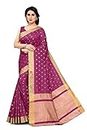 Mirchi Fashion Traditionelle indische Seidenmischung gewebtes Zari-Design Kanjeevaram Sari für Frauen mit Blusenstoff Gr. One size, magenta
