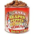 KICKIN’ Carolina Reaper Pepper Honey Spicy Hot Peanuts – 12oz - Ultimate Spicy Gourmet Gift Peanuts - Try if you dare!