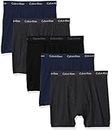 Calvin Klein Men's Cotton Classics 5-Pack Boxer Brief, 2 Blue Shadow/ 2 Charcoal Heather/ 1 Black, Large