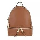 Michael Kors Rhea Medium Leather Backpack, Portés Dos Femme, Marron (Luggage), 14x35x30 cm (W x H x L)