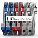 [Apple MFi Certified] 6Pack 3/3/6/6/6/10 FT iPhone Charger Nylon Braided Fast Charging Lightning Cable Compatible iPhone 14 Pro/13 mini/13/12/11 Pro MAX/XR/XS/8/7/Plus/6S/SE/iPad