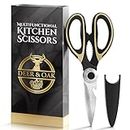 Deer & Oak Premium Kitchen Scissors Heavy Duty - Meat Scissors - Pizza Scissors - Heavy Duty Scissors for Kitchen Use - Kitchen Scissors UK Dishwasher Safe - Kitchen Scissor - Multifunctional use