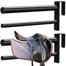 Hicarer 2 Pcs Portable Saddle Rack for Stall Door Wall Mount Saddle Stand with 2 Bars Removable Saddle Holder Saddle Pad Rack Saddle Rack Stand, Black