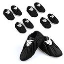 PlasMaller 5 Pairs Non Slip Washable Reusable Shoe Covers Cotton and Polyester For Household Thickened Boot Covers, Black, L