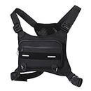 OPAGE Outdoor Running Chest Bag for Men With Extra Storage, Water Resistant Sports Chest Pack Lightweight Running Waist Packs for Workouts Cycling and Hiking (Black)
