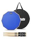 Drum Practice Pad for drumming drum pad and sticks 12 In,Sided With 2 Pairs/4 Maple 5A Drum Sticks & Storage Bag (Blue)