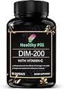 DIM Supplement 200 mg | Estrogen Balance for Women & Men | Hormone Balance, Hormonal Acne Supplements, Menopause Support, Antioxidant Support | Non-GMO, Vegan, Soy Free | 90 Count by Healthy Pill
