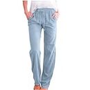 LRMQS Day Prime Deals Today 2024 Womens Casual Linen Pants 2024 Spring Drawstring Elastic Waist Trousers with Pockets Lounge Fashion Vacation Clothing My Orders Lightning Deals of Today Prime