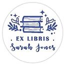 Bookish Book Stack ex libris Rubber Circular Stamp(5 cm Dia) with Personalised Name, for Stamping Books for Readers, customised Library Stamp for booklovers