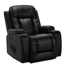 Artiss Recliner Chair, 8-Point Massage Chairs Leather Ergonomic Lounge Heated Sofa Armchair, Home Furniture Health Personal Care, Adjustable Backrest Footrest 135° Reclining Rocking Seat Office Black