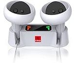 MICROMINI X-Ninja Quest 2 Controllers- Vr Accessories Charger Station with 2 Rechargeable Batteries- Charging Station Set with Type-C Charging Cable- Charging Adapter- White