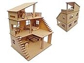 NEKBAL DIY Wooden Doll House with Furniture for Kids, Doll House with Open Air Gym, Dollhouse Construction Kit with Assembly Instructions, Wooden Doll House for Girls and Boys
