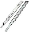 Lapo 14-Inch Heavy-Duty Mild Steel Drawer Channel Slides for Kitchen and Wardrobe - Soft-Close Telescopic Design, 45kg Capacity(Silver, Pack of 1 Set)