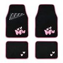 August Auto Universal Fit Butterfly Carpet Car Floor Mats with Heel Pad Fit for Sedan, SUVs, Truck, Vans Set of 4 (Black and Pink)