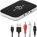 Bluetooth 5.0 Transmitter Receiver, 2-in-1 Wireless Portable Stereo Audio Adapter, 3.5mm AUX RCA Adapter for TV PC Headphones Car Home Stereo System