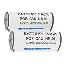 2 Packs 3.7V 900mAh NB-9L Replacement Batteries for Canon PowerShot N, N2, Elph 510, Elph 520, Elph 530 HS, SD4500 is Digital Camera