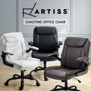 Artiss Office Chair Leather Executive Computer Chairs Gaming Black White Brown