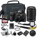 Nikon Z 50 Mirrorless Digital Camera with 16-50mm and 50-250mm Lenses (1632) + Deluxe Padded Camera Bag + 46mm UV Filter + SanDisk 64GB Extreme PRO Memory Card + Hand Strap + More (Renewed), Black