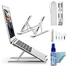 Smashtronics - Adjustable Aluminum Laptop Stand - Foldable, Ventilated, Portable Stand for Desk & Tabletop, Compatible for 13-15 inch Laptops, Comes with Carry Pouch (Silver)