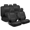 BDK PolyPro Car Seat Covers Full Set in Charcoal on Black – Front and Rear Split Bench for Cars, Easy to Install Cover Set, Accessories Auto Trucks Van SUV