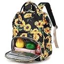Fuyicat Insulated Lunch Laptop Backpack Backpack for Women, Girls School Backpack College Bookbags Picnic Cooler Backpack, Sunflower, Large, Travel Backpacks