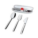 Alessi SA04S3 G Food à Porter Travel Cutlery Set: Spoon, Fork, Knife in 18/10 Stainless Steel, One Size, Steel