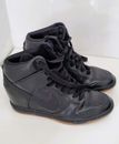 NIKE Women's Shoes All Black Size US 7 EU 38 Leather High Top Wedges Good Condit