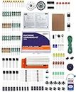 ILELEC - Electronic Components Kit with Tutorial Book - 200+ Components Includes Breadboard, Resistors, LEDs, LDR, Buzzer, Ics, Storage Box and more for Electronic DIY Projects