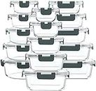 M MCIRCO 30 Pieces Glass Food Storage Containers with Snap Locking Lids,Glass Meal Prep Containers Set - Airtight Lunch Containers, Microwave, Oven, Freezer and Dishwasher