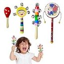Toddler Musical Instruments,4PCS 4 Types Wooden Percussion Instruments Toys for Baby,Kids Preschool Education,Early Learning Rhythm Instruments for Toys Girls Boys Gift