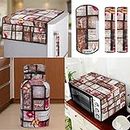 E-Retailer® Exclusive 3-Layered PVC Combo Set of Appliances Cover (1Pc. of Fridge Top Cover, 3Pc Handle Cover, 1Pc. Oven Top Cover, 1Pc. LPG Gas Cylinder Cover) (Color-Brown, Set of-6Pcs.)