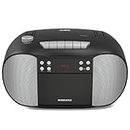 Oakcastle BCX10 Portable CD Player Boombox | Cassette Player & FM Radio | 2.0 Stereo Sound | Cassette Recorder | 15hr Playtime with Batteries | LED Display, Headphone Jack, Simple Controls