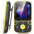 32GB MP3 Player with Bluetooth 5.0, AGPTEK Clip Jam MP3 Player Portable Music Player HiFi Lossless Sound with FM Radio, Voice Recorder, E-Book, Supports up to 128GB TF Card (Yellow)