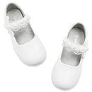 Apawwa Zapatos Bajos Elegantes para niñas, Piel, Mary Jane Blancas y Negras, Color White Size 31
