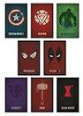 AD INFINITUM Wall Decor 300gsm Matte Paper Posters (Marvel Logo_3, 9x13 Inch), Set of 8 (Multicolor)