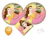 Princess Belle Beauty and The Beast Party Supplies Pack with Plates and Napkins for 16 Guests