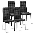 GORELAX Fabric Dining Chairs Set of 4, Upholstered Kitchen Chairs W/Metal Legs, Non-Slip Foot Pads and High Back, Modern Dining Chair for Farmhouse, Restaurant, Black