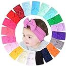 jollybows 20 Stück Baby Mädchen Nylon Stirnbänder Turban Haarschleifen Haarband Elastisches Haarschmuck für Kinder Kleinkinder Säuglinge Neugeborene