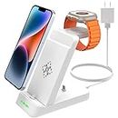 3 in 1 Charging Station for Apple Multiple Devices, Charger Station Dock for iPhone 14/13/12/11/X/8/Airpods, Desk Wireless Charger Stand for Watch Ultra/8/7/6/SE/5/4/3/2(White)