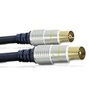 TV Aerial Cable 2m – Male to Female Coaxial Wire with Gold Plated Plugs| Plug-to-Plug Shielded Connectors | Antenna AV Lead for Digital and Analogue Signal Transmission