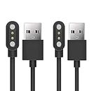 Compatible with Letsfit EW1 Charger, Giaogor Magnetic USB Charging Cable Replacement Charger Cable Compatible with Letsfit EW1 / IW1 / IW2 Smartwatch (2 Pack-Black+Black)
