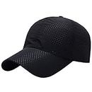 Ukerdo Baseball Caps Adjustable Sun Hat Cap Men Quick Drying Fitted Running Fishing Golf Outdoor Sports Unisex Accessories Black Color