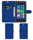 ACM Leather Window Flip Wallet Front & Back Case Compatible with Nokia Lumia 1020 Mobile Cover Blue