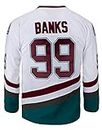 Mens Ducks Movie Shirts Ice Hockey Jersey, #99 Banks White, Small