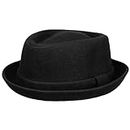 Lipodo Diamond Crown Herringbone Wool Hat Women/Men - Pork Pie with Wool - Fedora with Lining - Fabric Hat Summer/Winter - Hat, Black, 58-59
